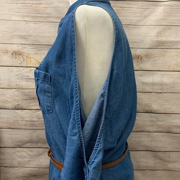 GUESS |  Button Down Cold Shoulder Chambray Dress - Picture 3 of 7